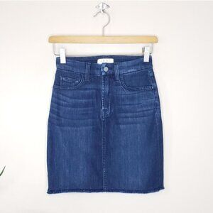 JEN7 | Denim Frayed Hem Pencil Skirt